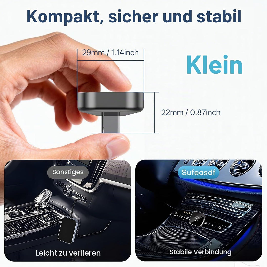 USB-C Wireless CarPlay &amp; Android Auto Adapter, Plug-in Dongle konvertiert werkseitig verkabeltes Car
