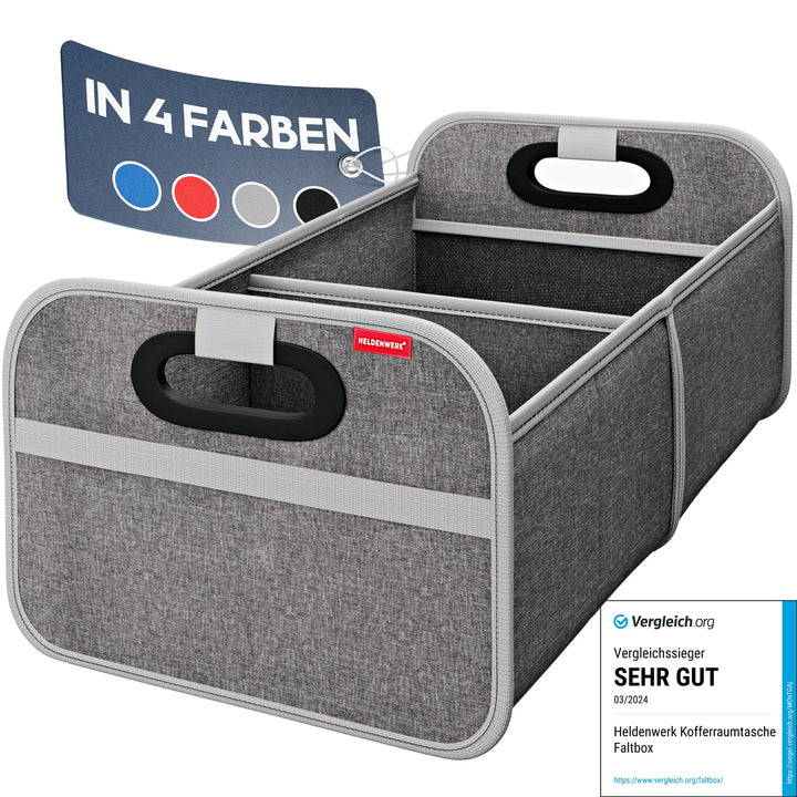 HELDENWERK Kofferraumtasche faltbar mit Anti-Rutsch-Klett - Kofferraum-Organizer, Auto Faltbox, Eink