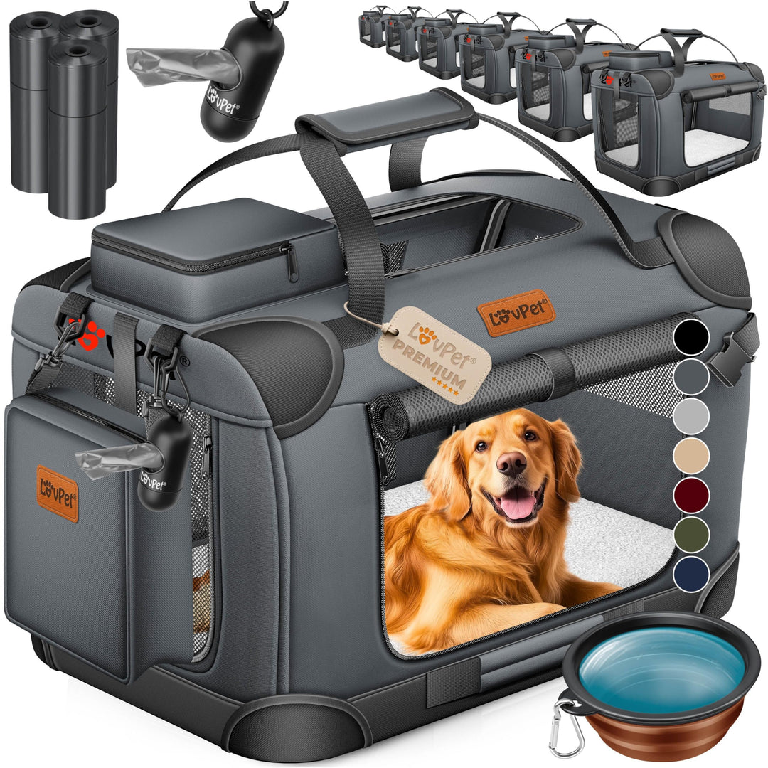 Lovpet® Transportbox Hund Katze Transporttasche XL 81,3x58,4x58,4cm | Hunde-Tragetasche Faltbare Kat