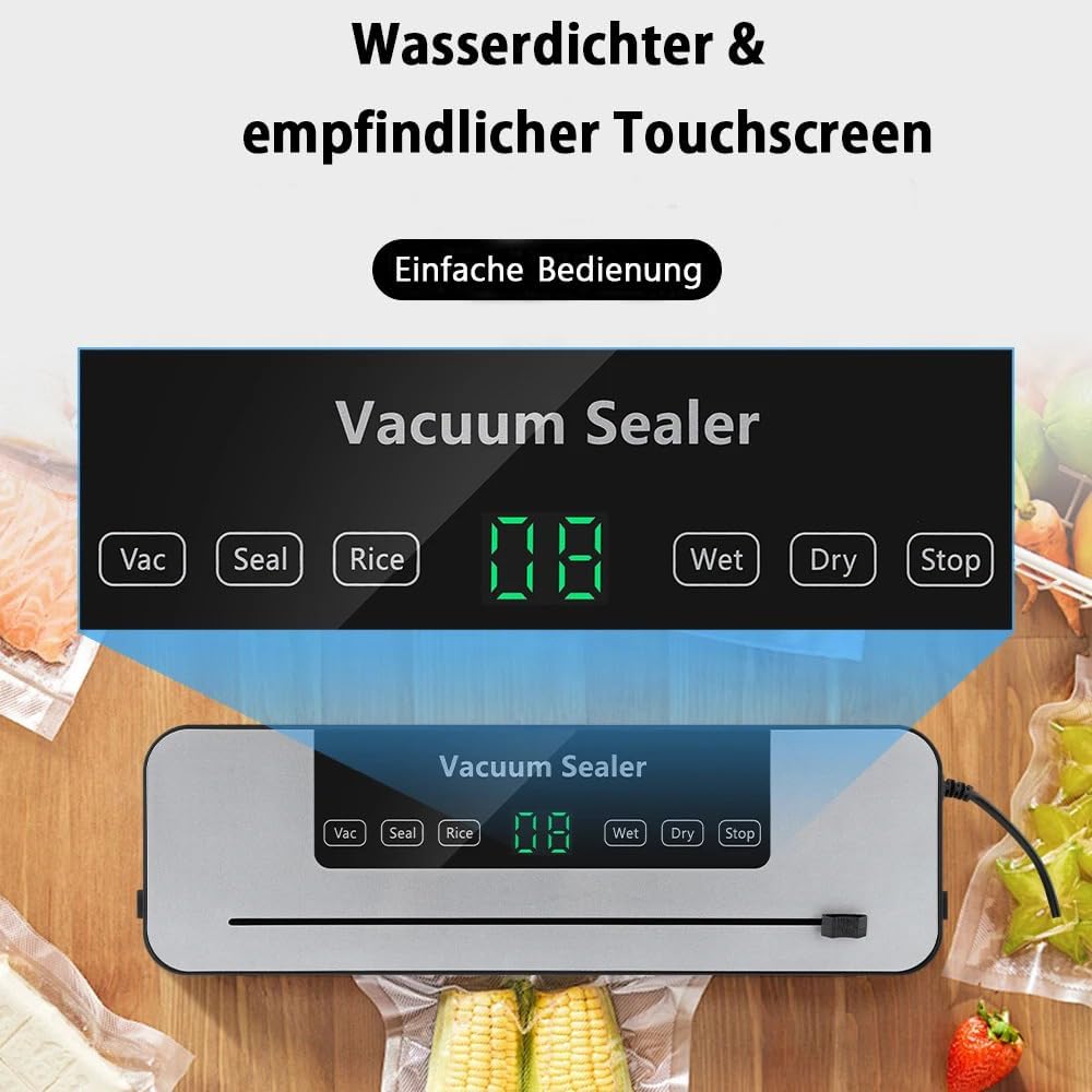 BRAVECOW Vakuumiergerät 6 in 1,vakumierergerät für lebensmittel mit 50 Vakuumierbeuteln,Folienschwei