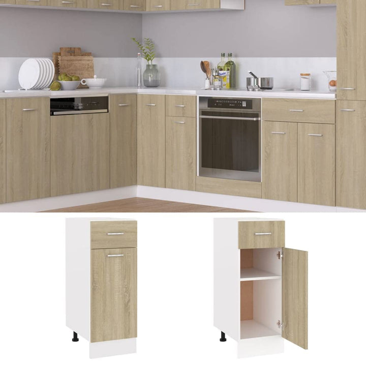 homiuse Schubunterschrank Sonoma-Eiche 30x46x81,5 cm Holz Kommode KüChenschrank Kommode Mit Schublad