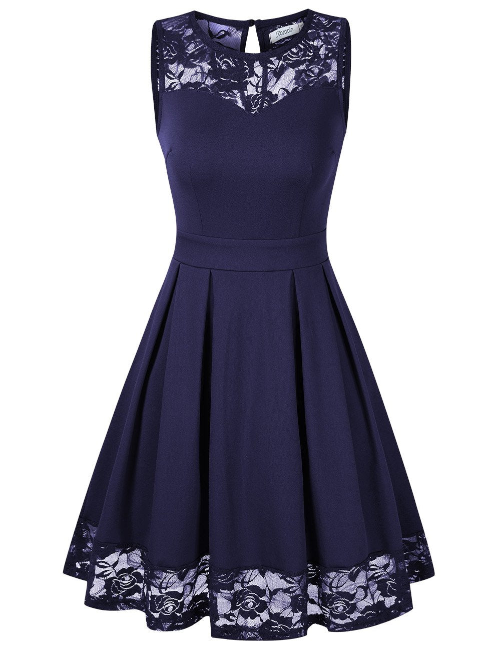 KOJOOIN Damen Elegant Spitzenkleid Cocktailkleid Brautjungfernkleider für Hochzeit Abendkleider Rund