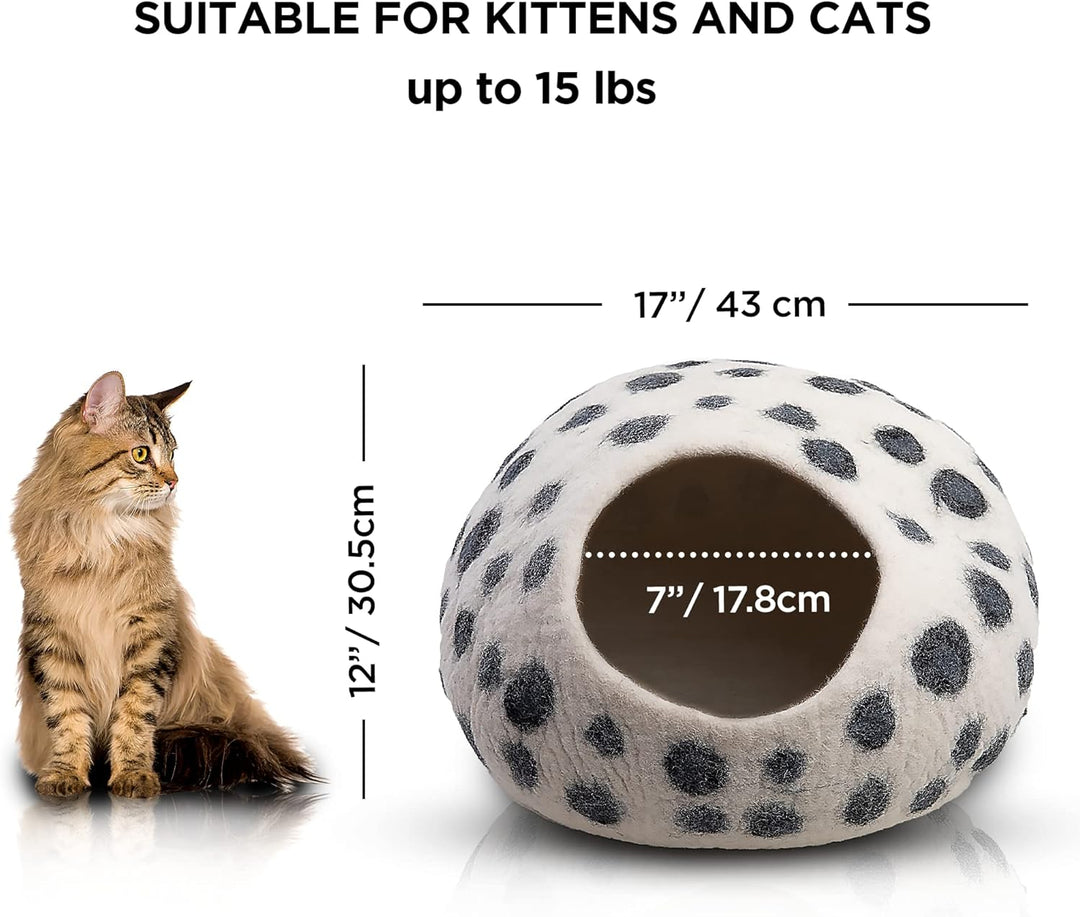 Woolygon - Cats of The Wild Series - Katzenhöhle aus Wolle, handgefertigt aus 100% Merinowolle, umwe