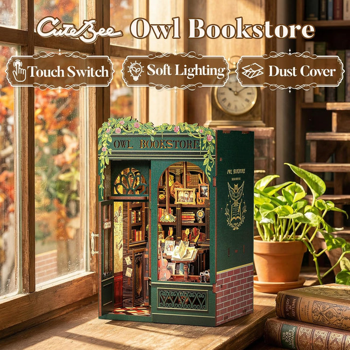 CUTEBEE Book Nook Kit - DIY Miniature House,Puppenhaus Miniatur Haus Selber Baue Bausatz mit Staubsc