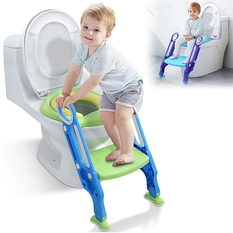 Aufun Toilettensitz Faltbar Kinder Toilettentrainer, Baby Kindertoilette mit Trppen und Griffe, 2 Hö