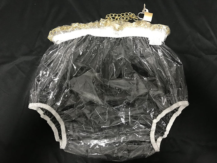 Haian ABDL Sicherheitslasche Kunststoff Hose L Glasklar, L Glasklar