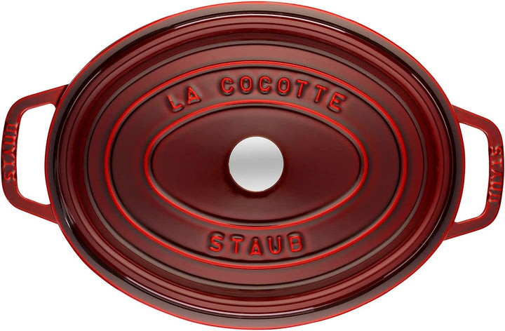 STAUB Gusseisen Bräter/Cocotte, Oval 33 cm, 6,7 L, Aromaregen Funktion für optimale Befeuchtung, Für