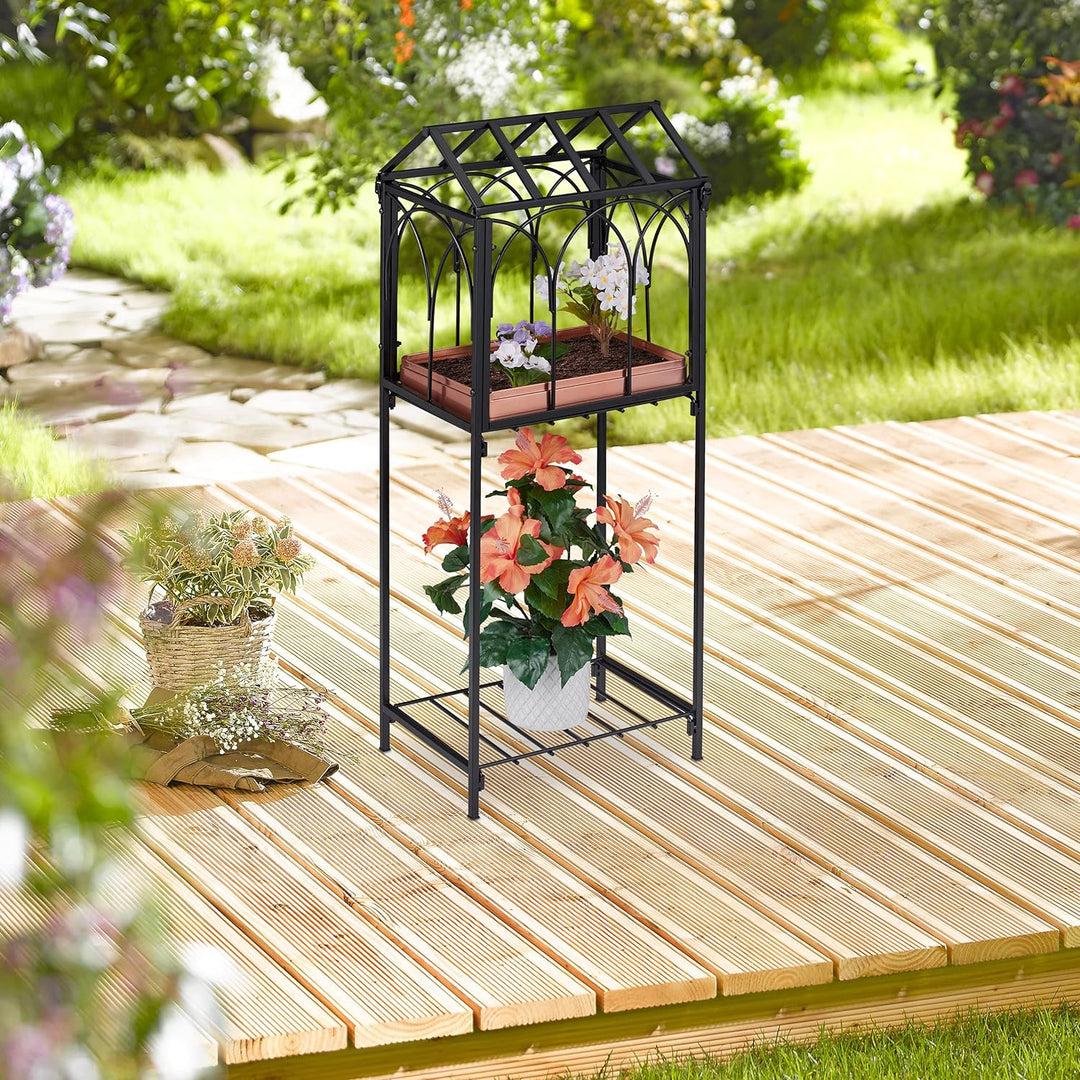 Relaxdays Blumenregal Metall, Pflanzenregal für In- & Outdoor, HBT: 82 x 33,5 x 23,5 cm, Blumenständ