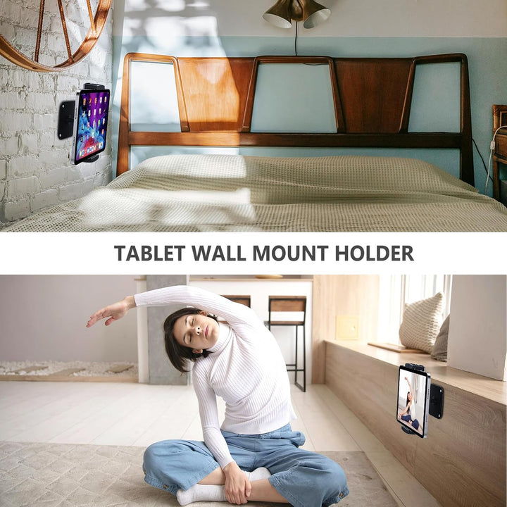Lucrave Tablet Wandhalterung, iPad Wandhalterung aus Aluminium, 360° drehbare, verstellbare Wandhalt