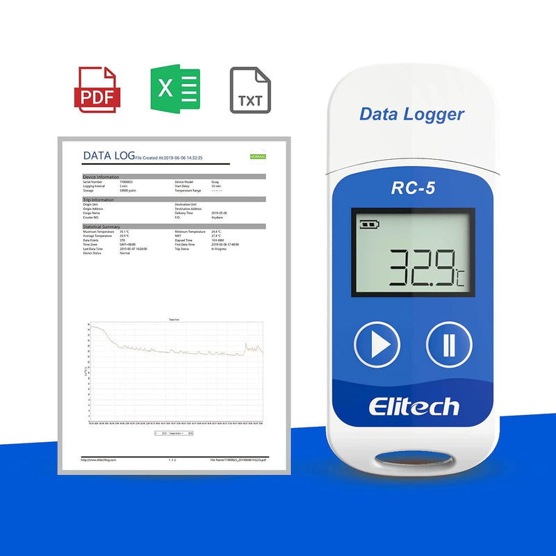 Elitech RC-5 Temperatur Datenlogger - Mini USB Temp Rekorder Interner Externer Sensor Hohe Genauigke