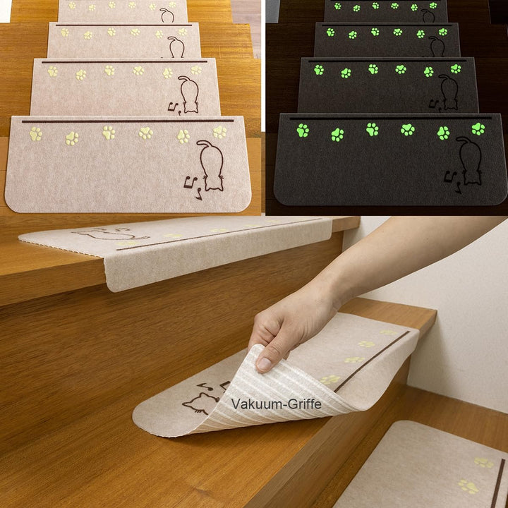 FuKuEn Stufenmatten Leuchtend Treppenstufenauflage Stufenmatten Zuschneidbar Vacuum Tech Selbstklebe