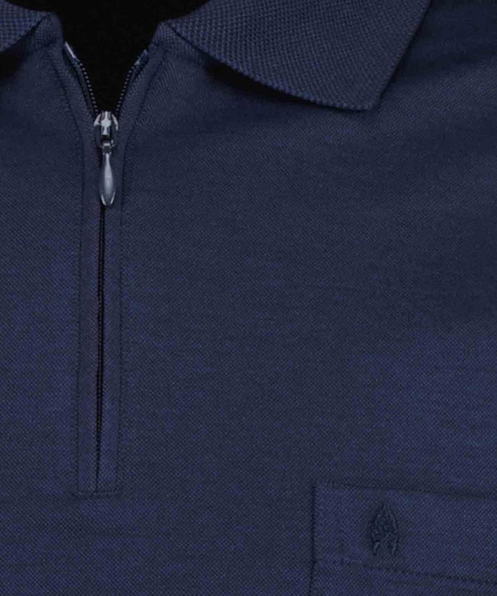 RAGMAN Herren Softknit-Poloshirt Langarm mit Zip S Marine-070, S Marine-070