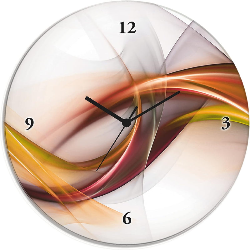 ARTLAND Wanduhr ohne Tickgeräusche Glas Quarzuhr Ø 30 cm Rund Lautlos Abstrakt Modern Design Ausgefa