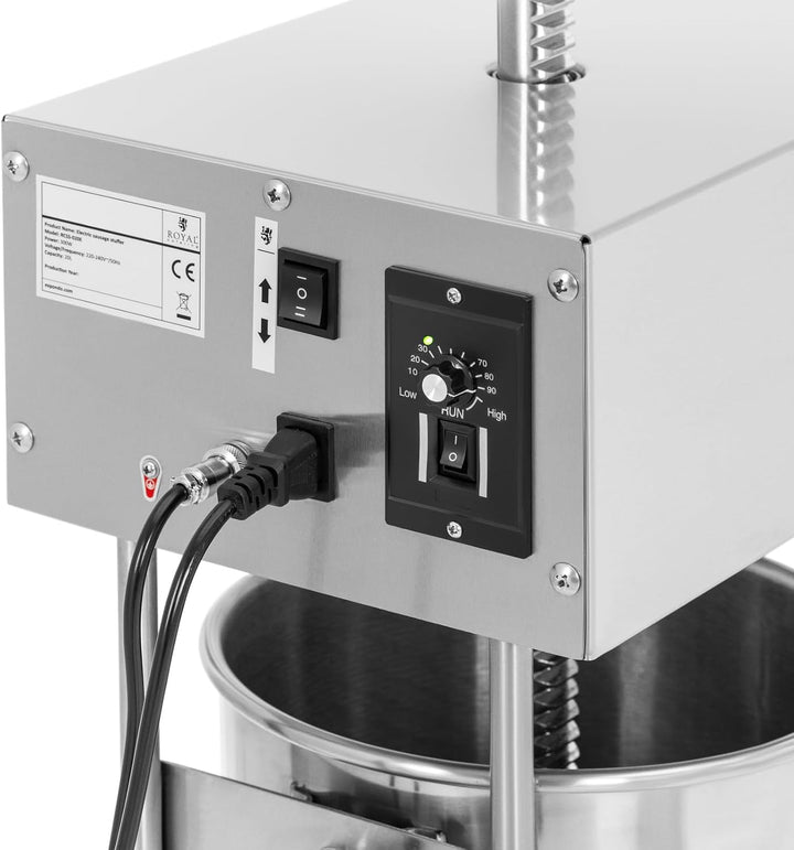 Royal Catering Elektrischer Wurstfüller mit 300 W und 20 l Kapazität über Fusspedal steuerbar Wurstf