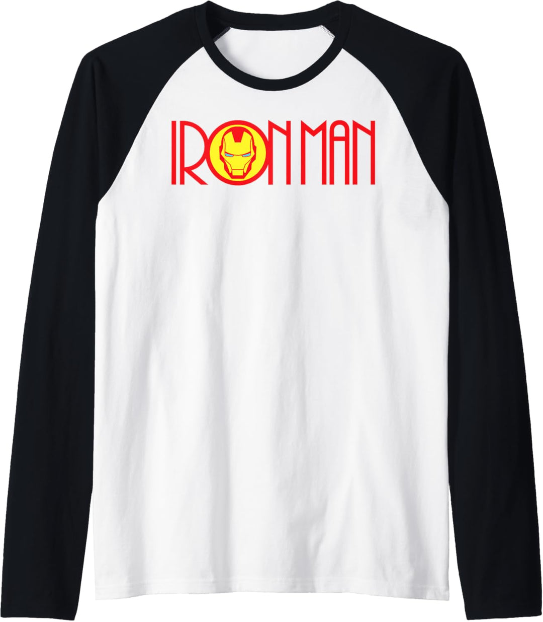 Marvel Iron Man Long Font Mask Logo Raglan