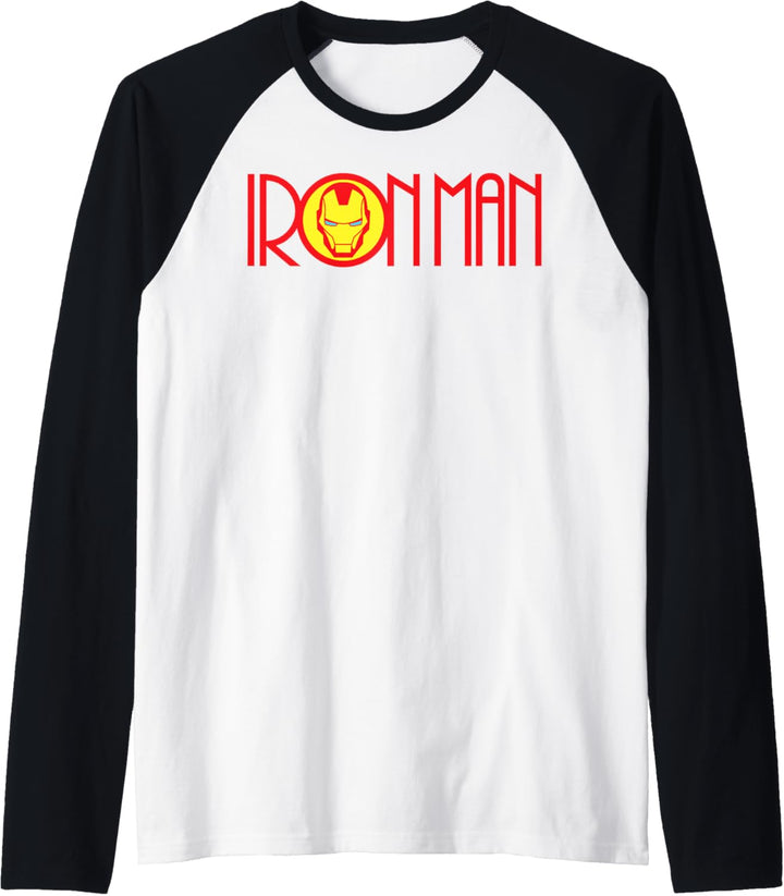 Marvel Iron Man Long Font Mask Logo Raglan