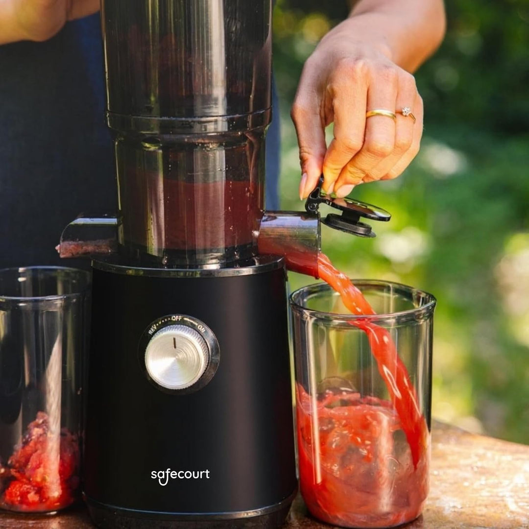 Safecourt Kitchen Entsafter - Langsamer Entsafter für Obst und Gemüse - XXL Einfüllöffnung - Leistun