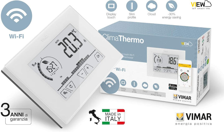 Vimar 02907 Touchscreen-WLAN-Thermostat für lokale oder erweiterte Regelung der Temperatur über dedi
