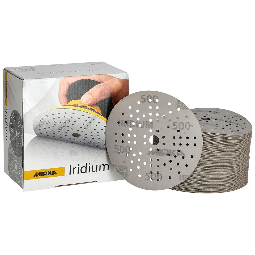 Mirka Iridium Premium-Schleifpapier Ø 125mm Klett 89-Loch, Korn 500, 100 Stk / Zum Schleifen von Lac