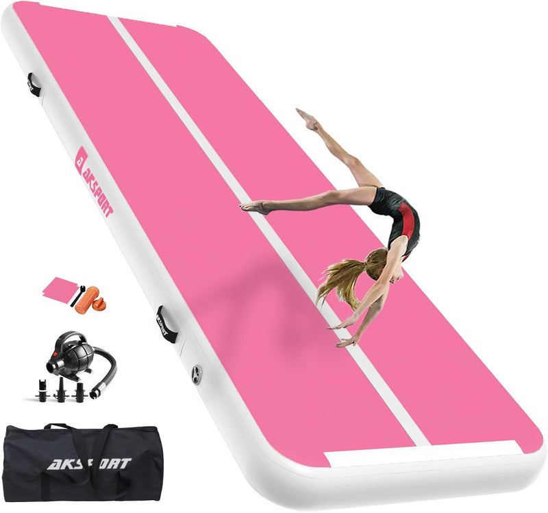 AKSPORT Air Matte Track Tumbling Matte, 3/4/5/6m Aufblasbar Gymnastikmatte Tumbling Matten mit Luftp