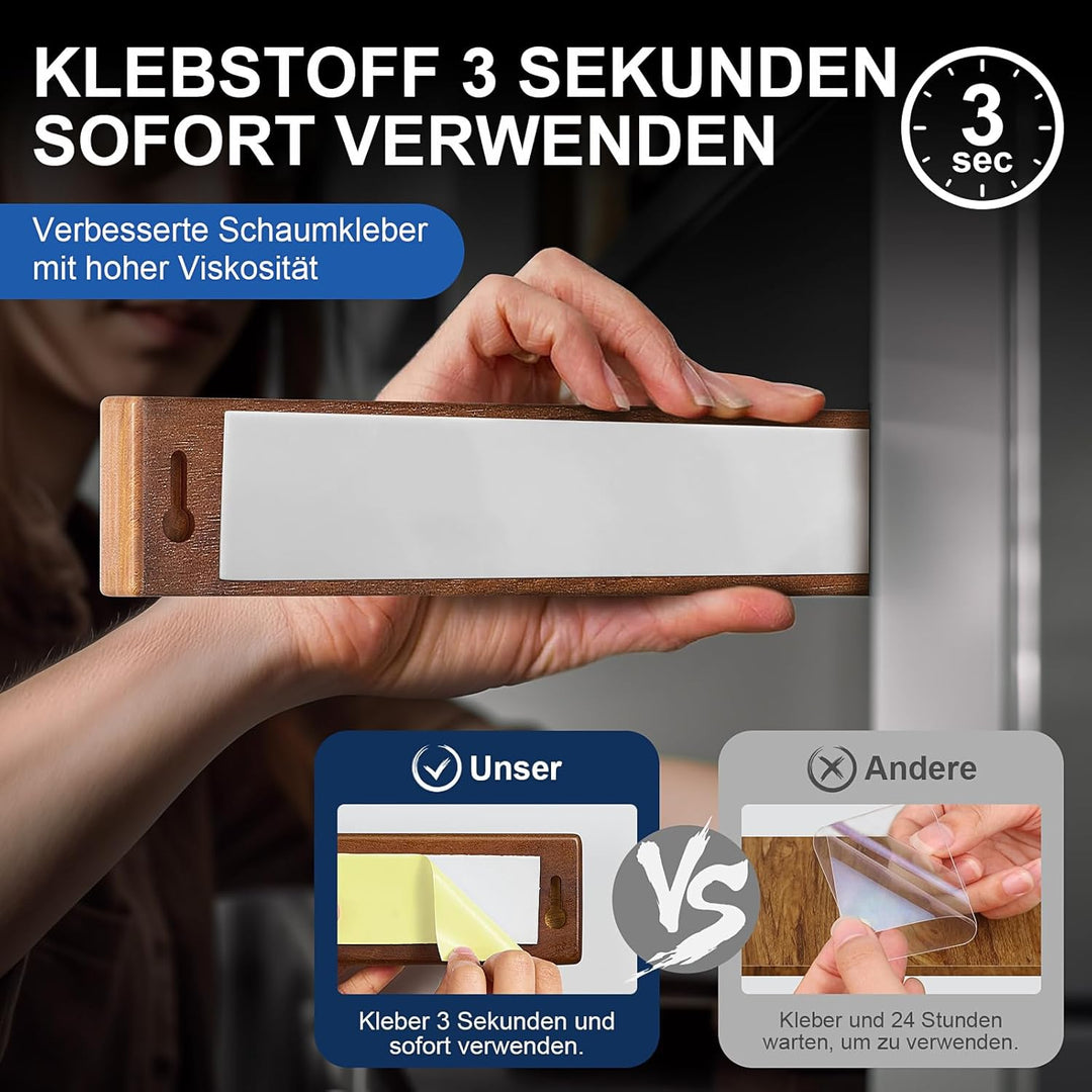 ENOKING Magnetleiste Messer 40 cm, Messerblock Magnetisch ohne Messer, Magnet Messerhalter aus Akazi