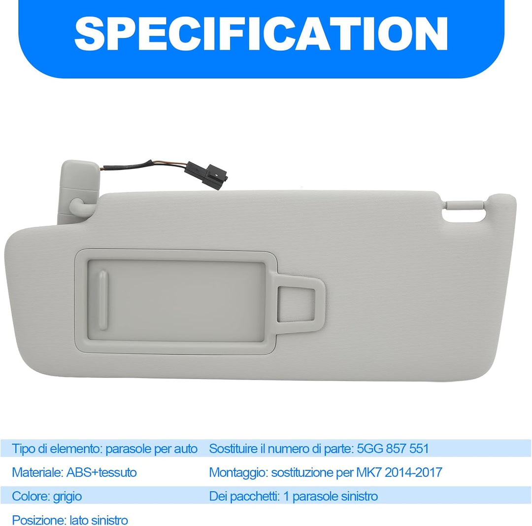 Keenso Auto Sonnenblende, Auto Innere Sonnenblende Linke Sonnenblende mit Spiegel 5GG 857 551 Ersatz