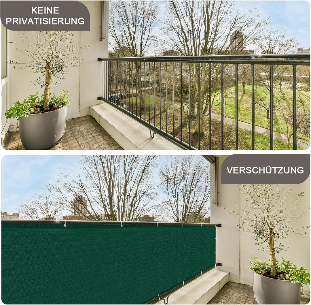 SUNNY GUARD Balkon Sichtschutz 90x500cm Balkonabdeckung HDPE UV-Schutz Windschutz Balkonverkleidung,