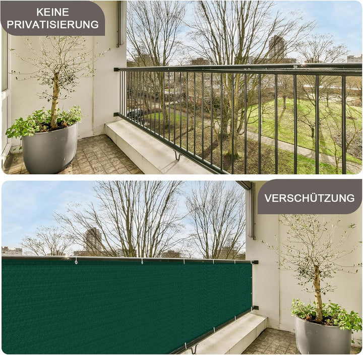 SUNNY GUARD Balkon Sichtschutz 90x500cm Balkonabdeckung HDPE UV-Schutz Windschutz Balkonverkleidung,