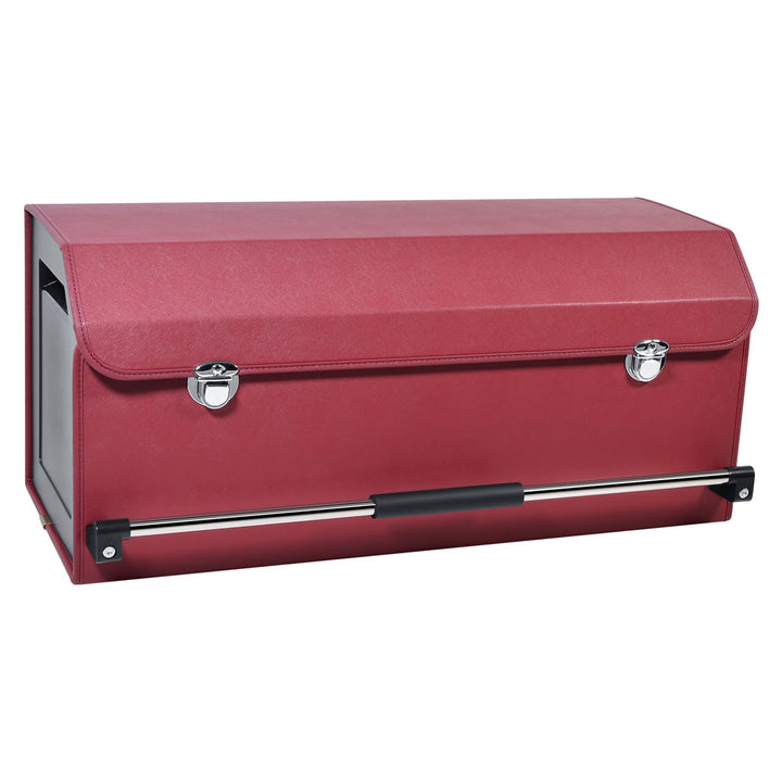 60L Premium Leder Auto Kofferraum Organizer mit Deckel - Stabile Griffe, Multifunktionellem Aufbewah