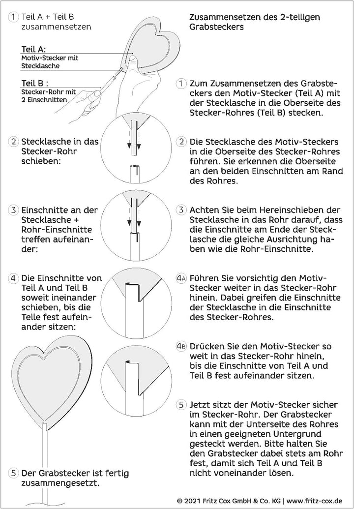 DOLORINO Grabstecker Edelstahl Herz &