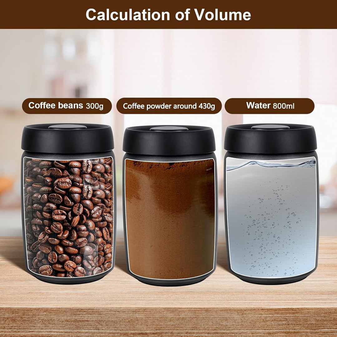 VINATO 0,8L Edelstahl Kaffeedose Vakuumbehälter für Kaffee, Tee oder Lebensmittel – Luftdicht, Aroma