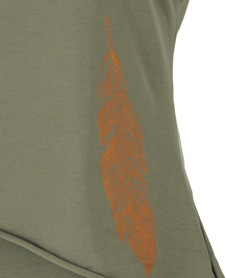 GURU SHOP Minikleid aus Bio-Baumwolle im Lagenlook, ärmelloses Kleid mit Federdruck, Damen 36 Olive,