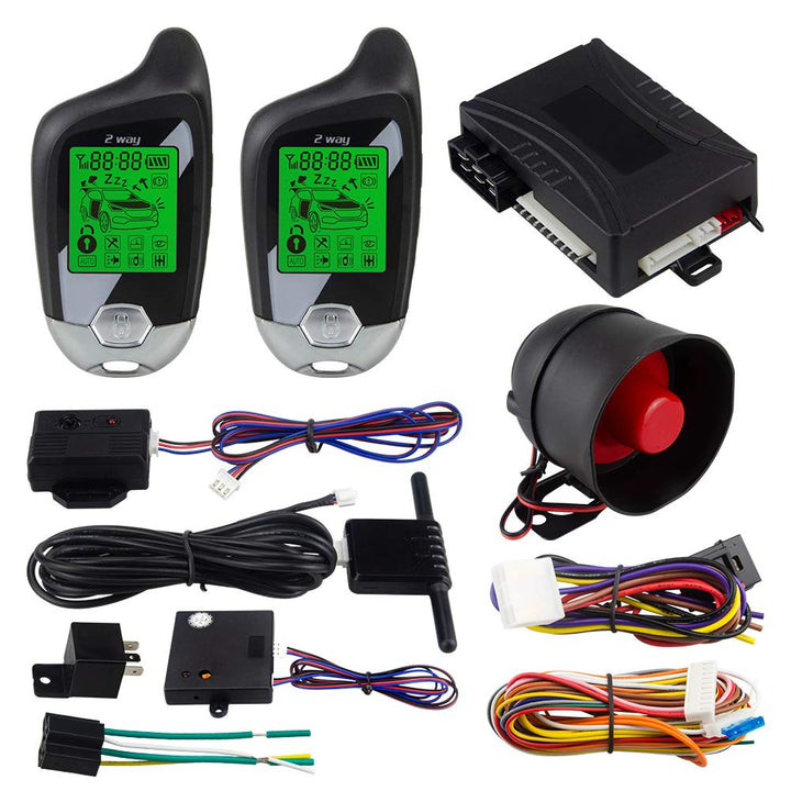 Easyguard EC202 2-Wege-Kfz-Alarmanlage mit LCD-Pager-Display, Remote-Motorstart und Mikrowellensenso