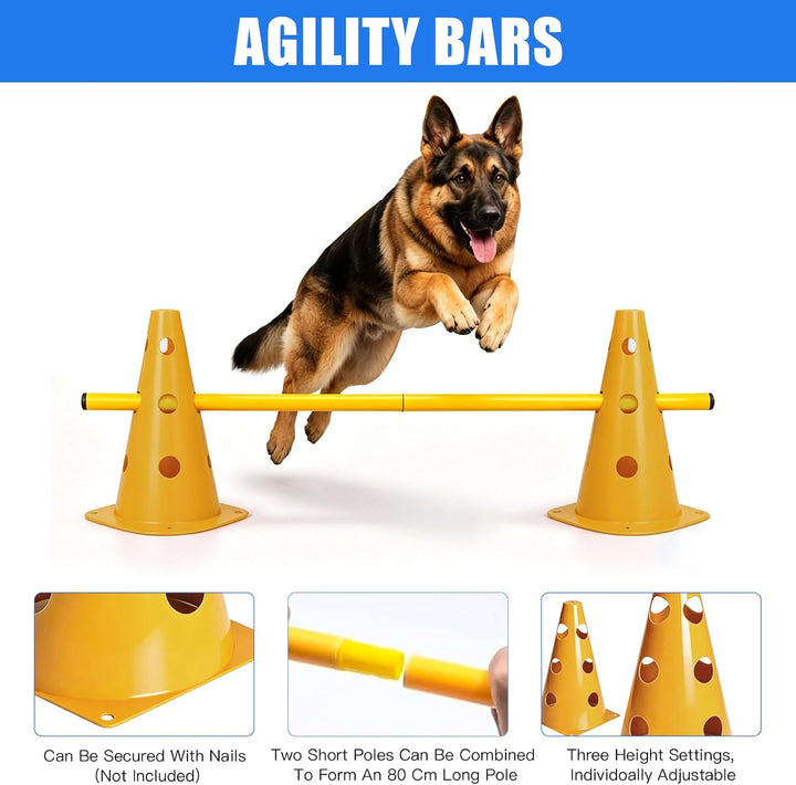 Agility Set Hunde, Agility Trainingsgerät Sports Cavaletti Hunde Steckhürdenset, Kegel Trainingshürd