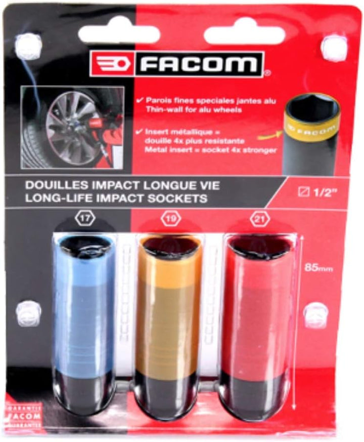 FACOM 1/2 Zoll Spezial-Impact Steckschlüssel Set - 3 Teilig (17-19-21 mm), 1 Stück, NSI.3L