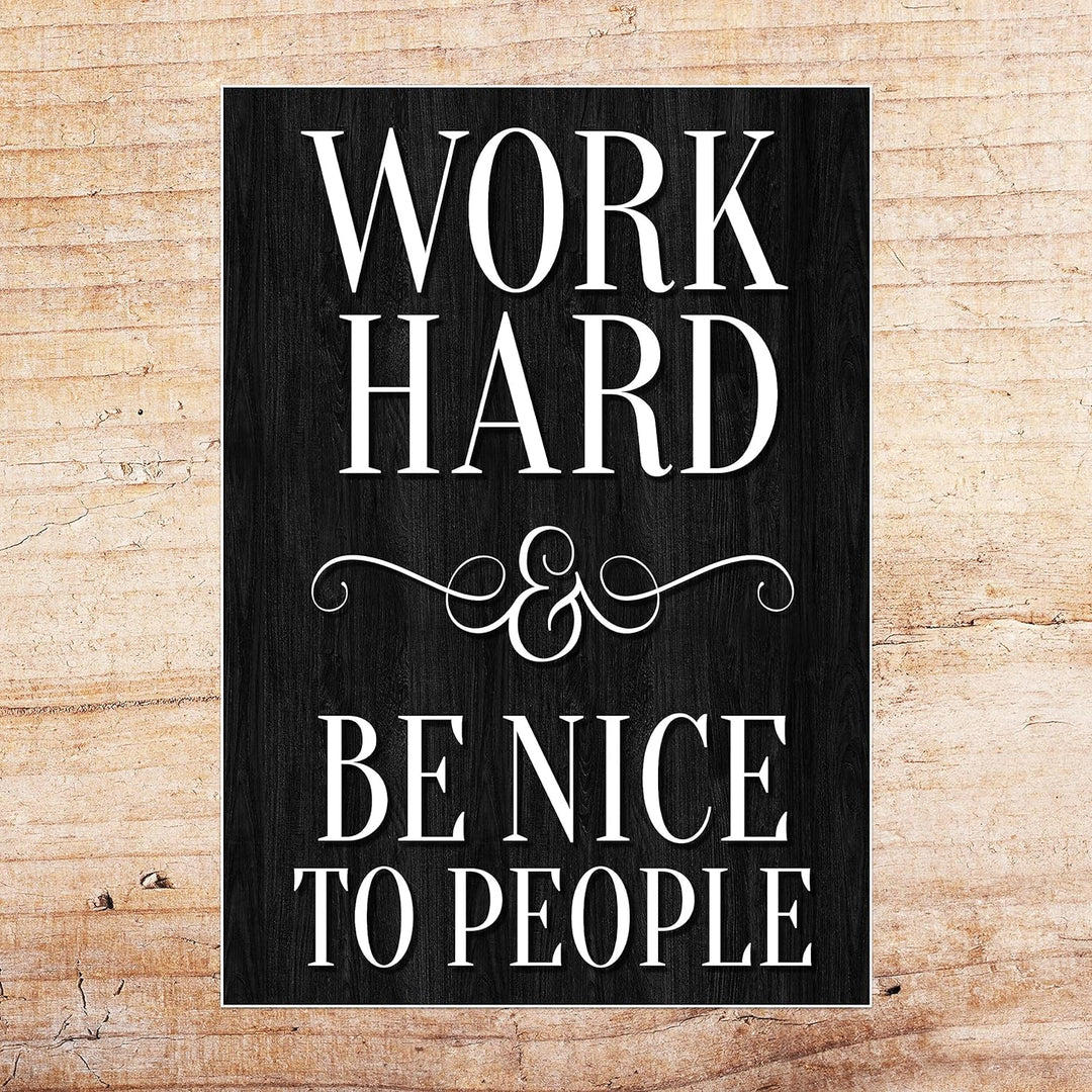 wandmotiv24 Poster als Wanddeko, Grösse Din A0, Work Hard, be Nice, Holz dunkel, Moderne Wanddeko, W