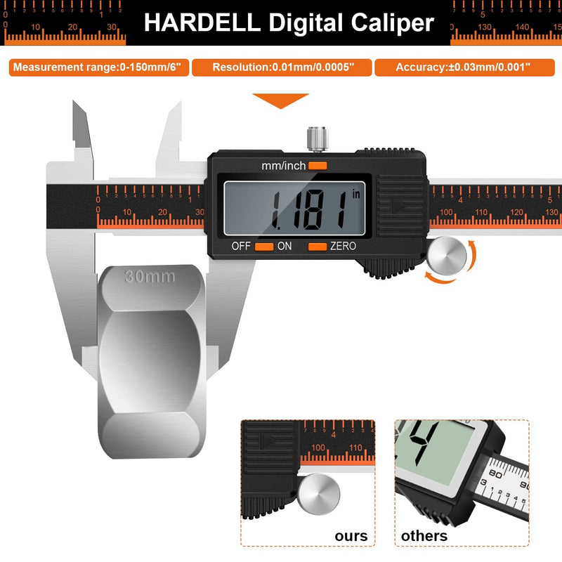 HARDELL Messschieber Digital 150mm, Schieblehre Digital Edelstahl mit LCD Display, Digitaler Messsch