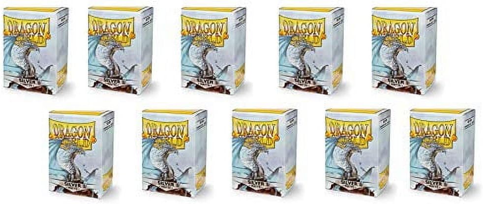 10 Packungen Dragon Shield Matt Silber Standardgrösse 100 ct Kartenhüllen Display Case, silber