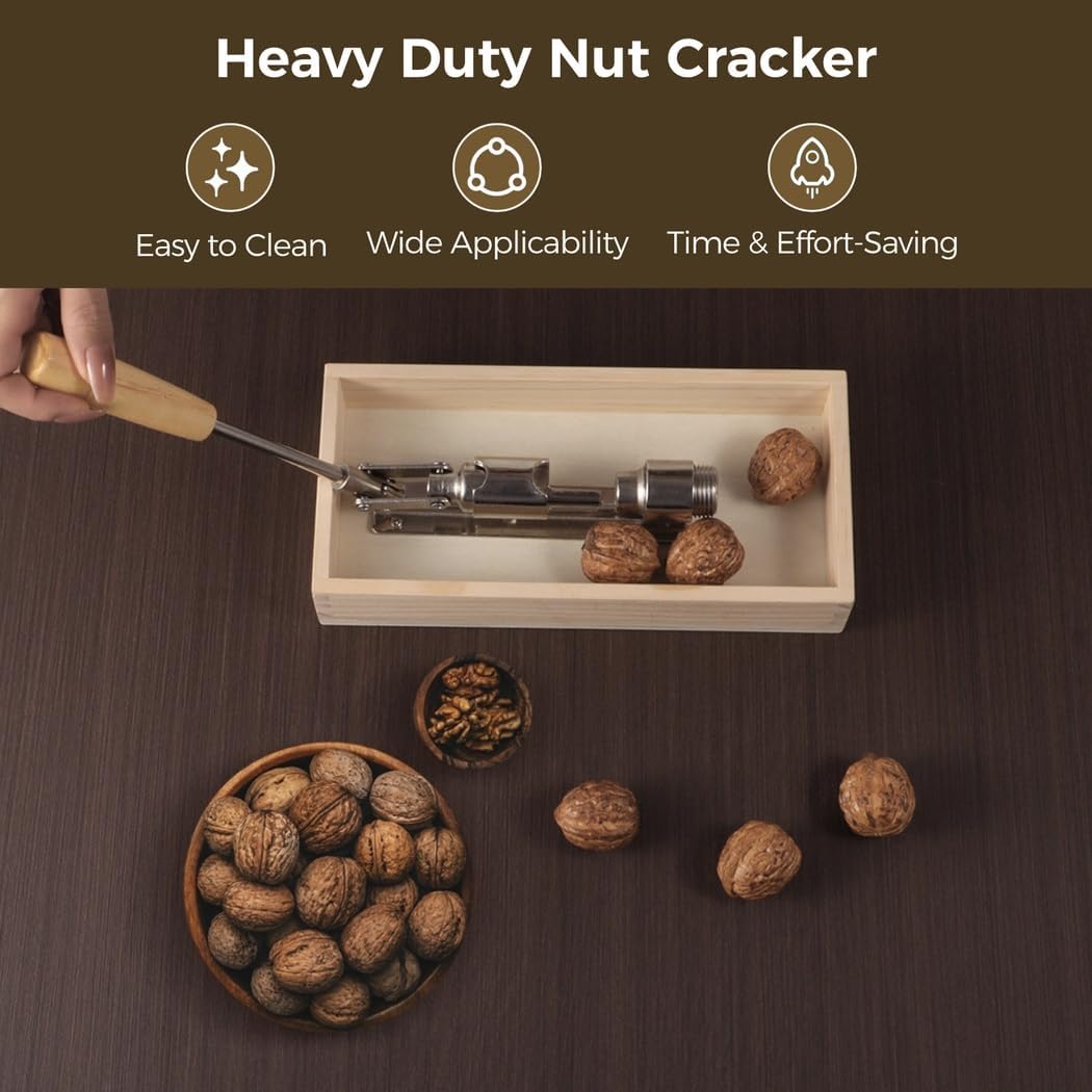 Heavy Duty Nut Cracker, Multipurpose Nut Cracker Tool for Home Use, Walnut Clipper with Splash Guard