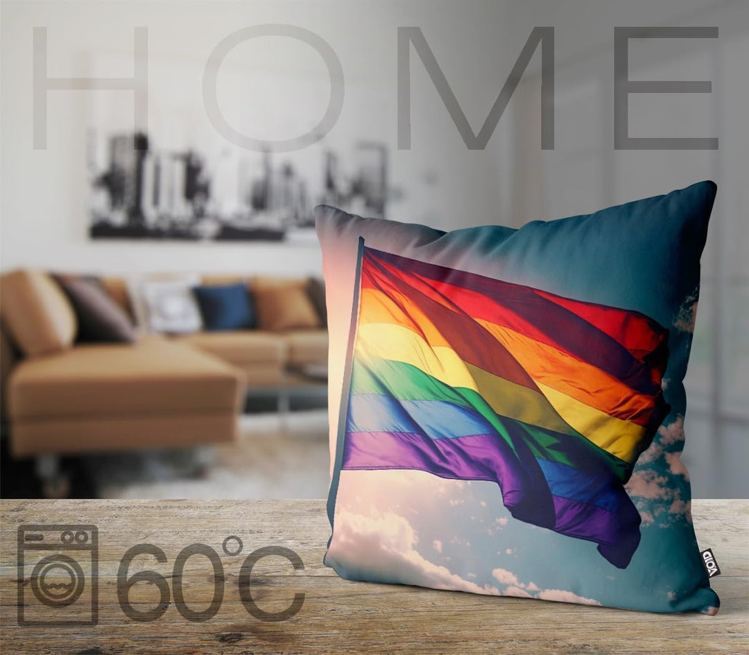 VOID Regenbogen Fahne Flagge Kissenbezug Kissenhülle Polyester wasserfest Outdoor Indoor, Kissen Grö