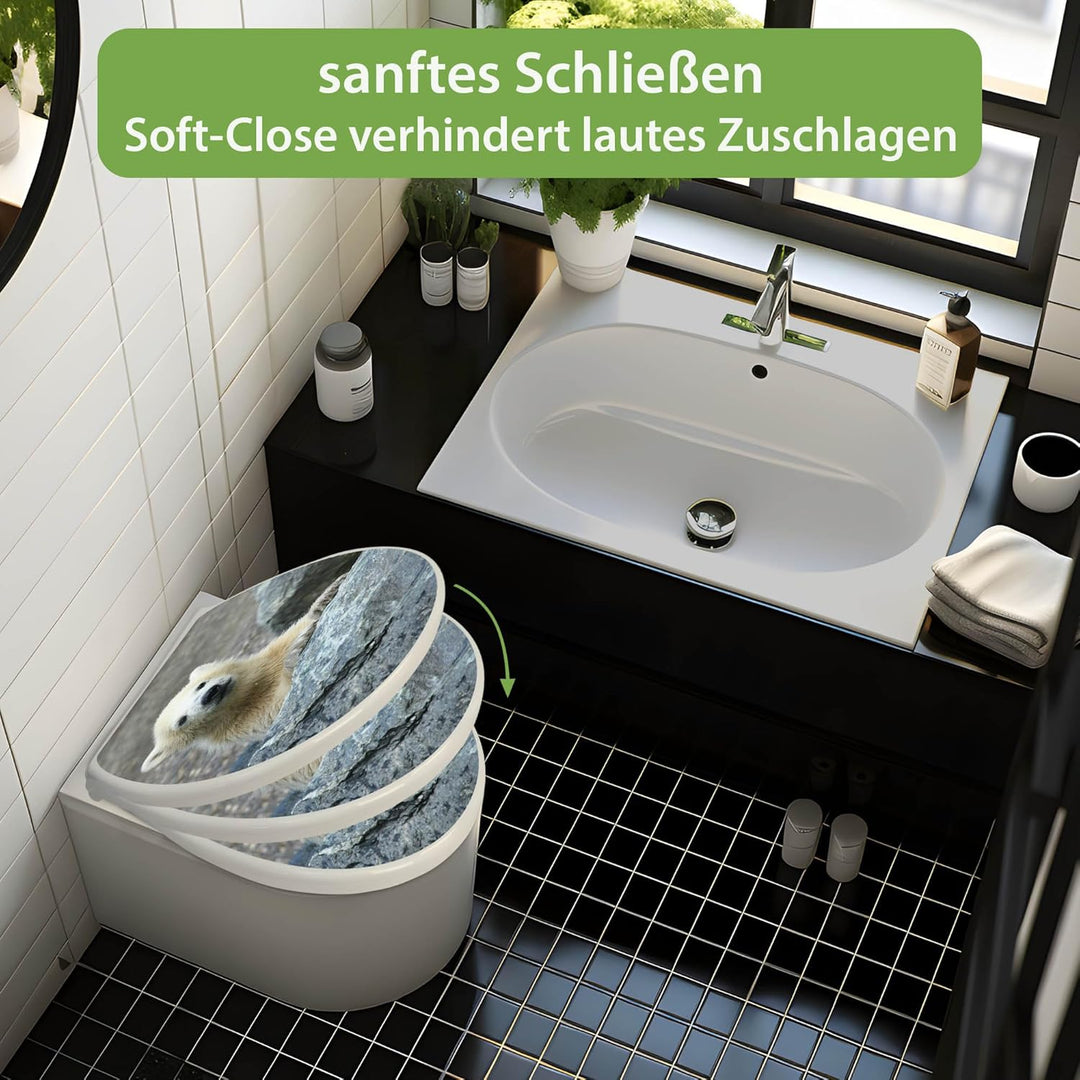 banjado Toilettendeckel mit Absenkautomatik 44,5x37cm - Soft Close Toilettensitz - WC Sitz mit Absen