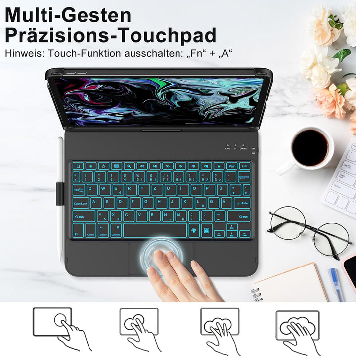 aMZCaSE für iPad 10. Generation 2022/A16 11.Generation 2025 (10,9/11 Zoll) Hülle mit Tastaturhülle,T