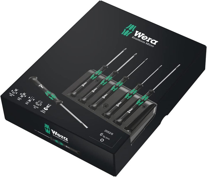 Wera Elektroniker-Schraubendrehersatz 2052/6 + Rack, 6-teilig, 05118156001