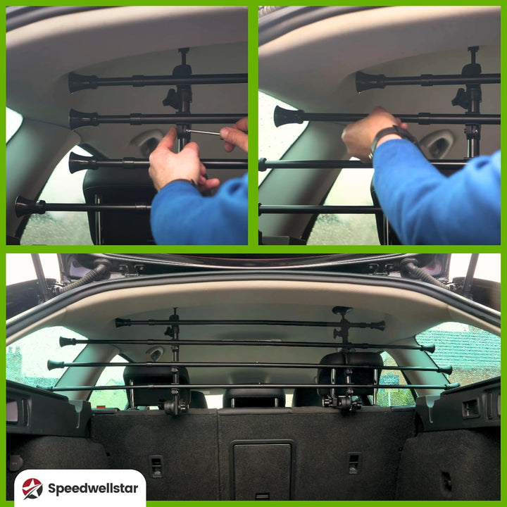 Speedwellstar Hundeschutzgitter Auto Kofferraum Universal Verstellbar - Schwerlast Metall Haustier B