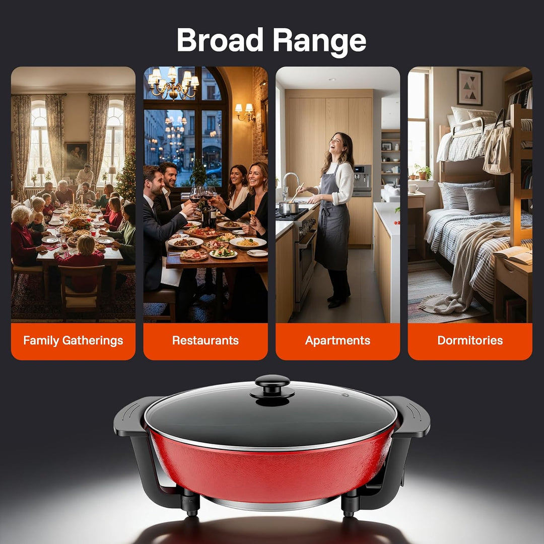 Elektrischer Hot Pot 6 L mit Trennwand, 1360 W und Glasdeckel | Antihaftbeschichteter Aluminiumtopf