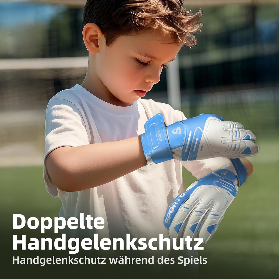 Jugendliche und Erwach,Kinder sener Torwarthandschuhe mit Fingersave，Rutschfes，Gewährung von Starken