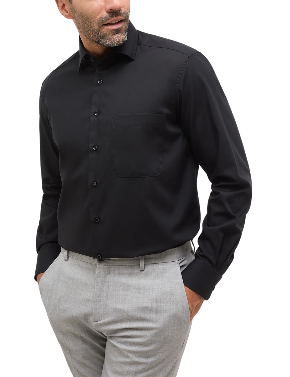 eterna Herren Original Shirt MODERN FIT 47 Schwarz, 47 Schwarz
