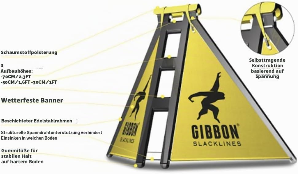 Gibbon Slacklines Slackframe, pulverbeschichtetes Metallgestell, Slackline-Gerüst für Slacklinen ohn