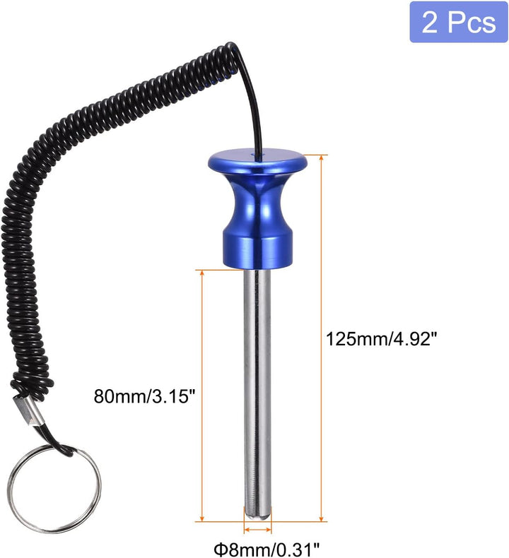 sourcing map 2 Stück 8mm x 80mm Gewichtsblock Stift mit Zugseil Magnetisches Krafttrainingsgerät Zub