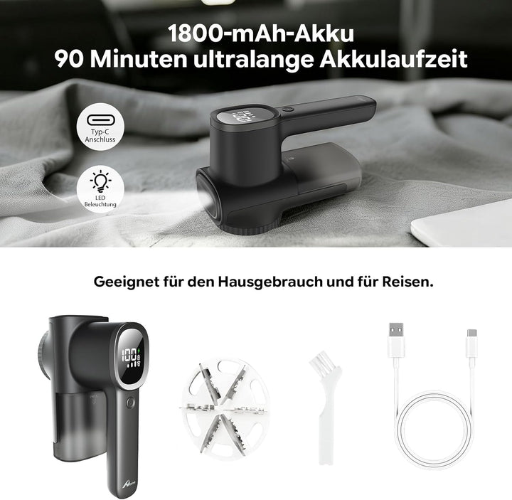 Dieser Fusselentferner für Kleidung und Sofas verfügt über eine integrierte Beleuchtung, ein LCD-Dis